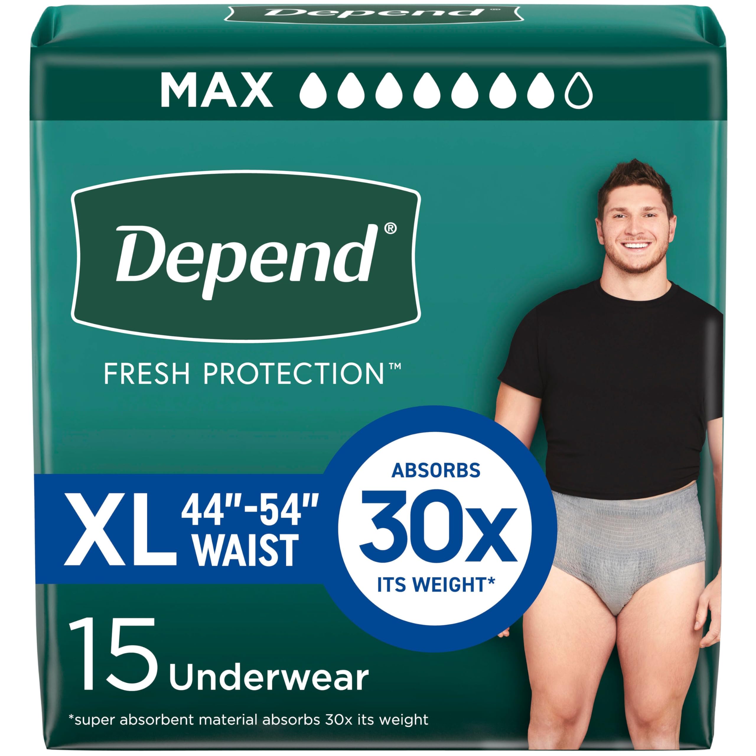 Depend Fresh Protection absorbent core demonstrates high absorption for daily wear