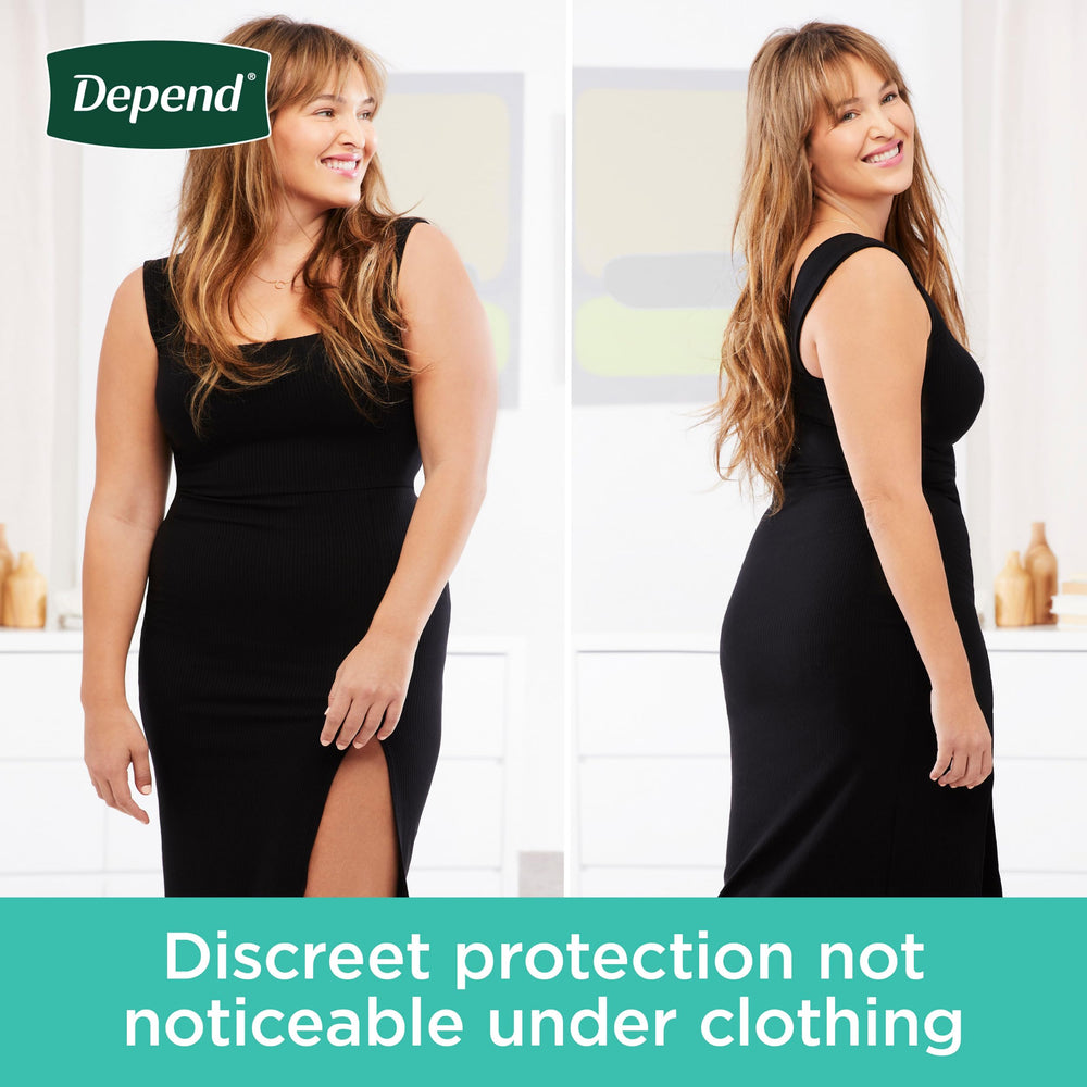 Depend Fresh Protection XXL fit illustration showing comfortable coverage.
