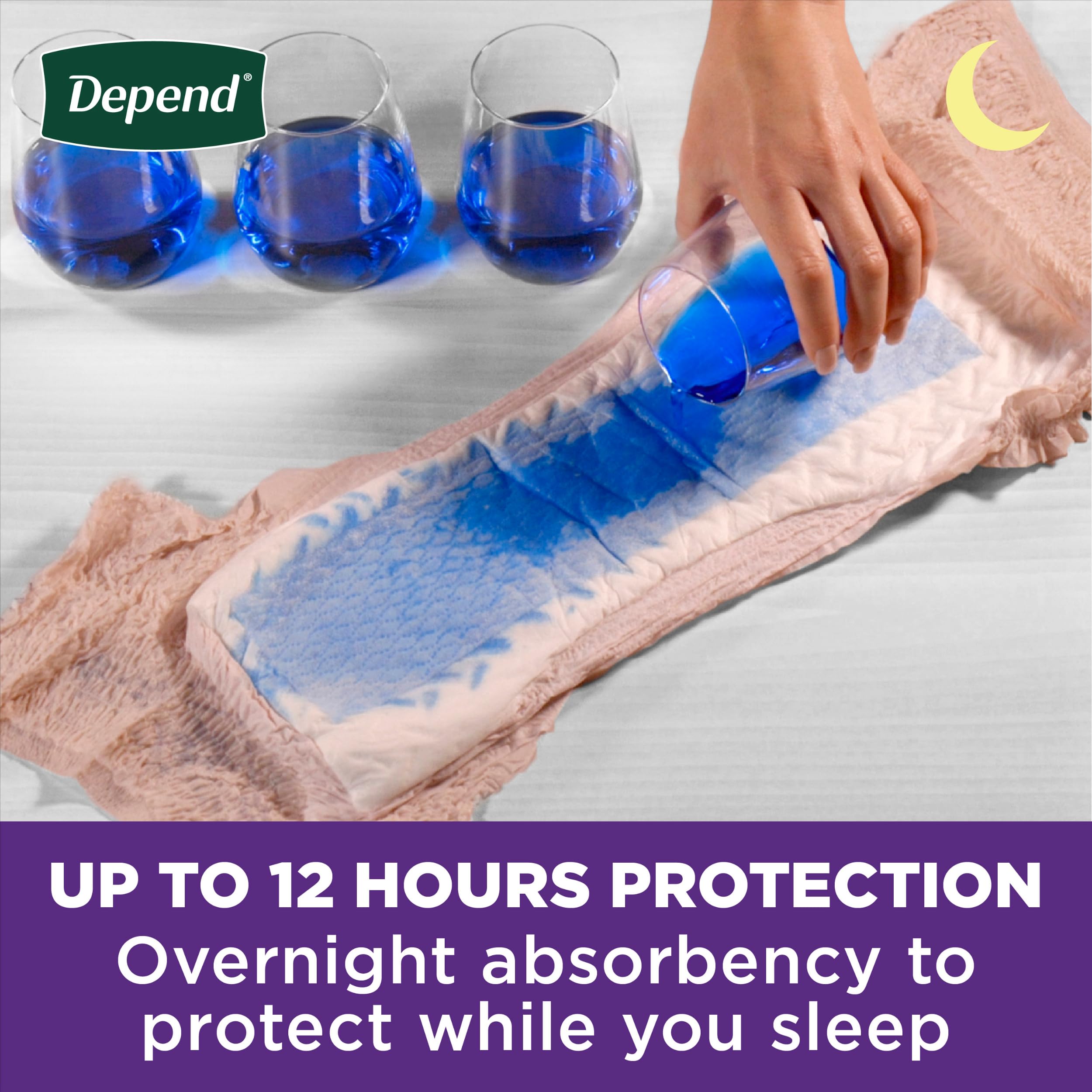 Depend Night Defense wicking surface closeup illustrating dryness