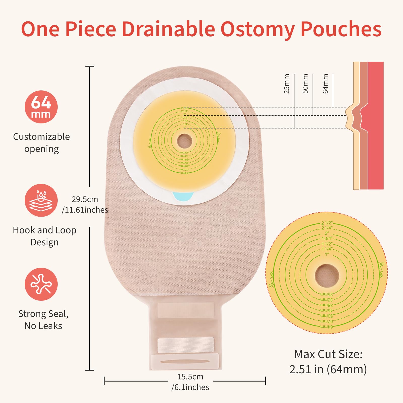 DERAYMI bag with 64 mm max diameter fits many stomas securely
