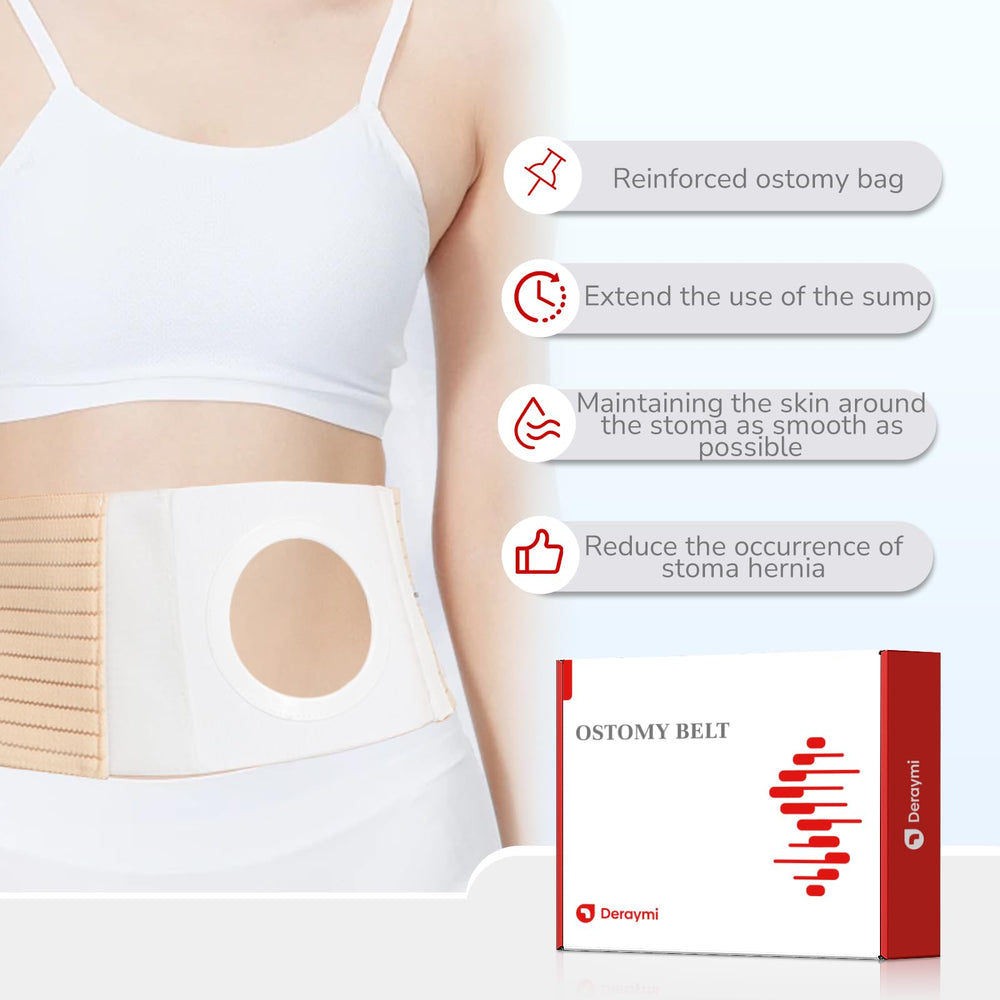 DERAYMI hernia belt shows elastic breathable fabric for all-day comfort.