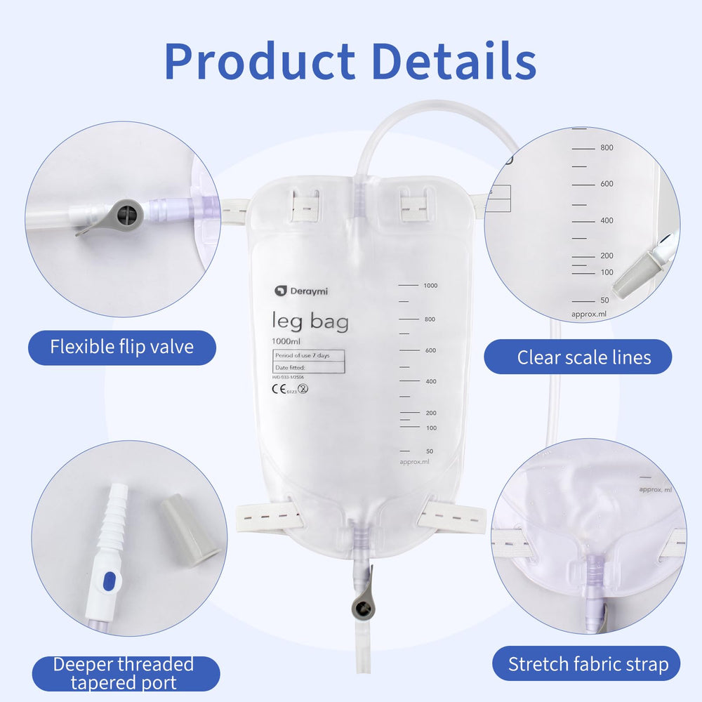 DERAYMI leg bag anti-reflux valve reduces backflow during drainage