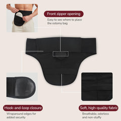DERAYMI ostomy belt double-zip opening visible for easy bag changes