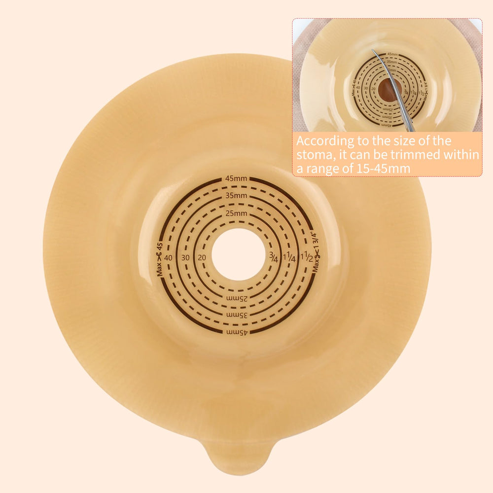 DERAYMI stoma measurement card helps trim to fit accurately.