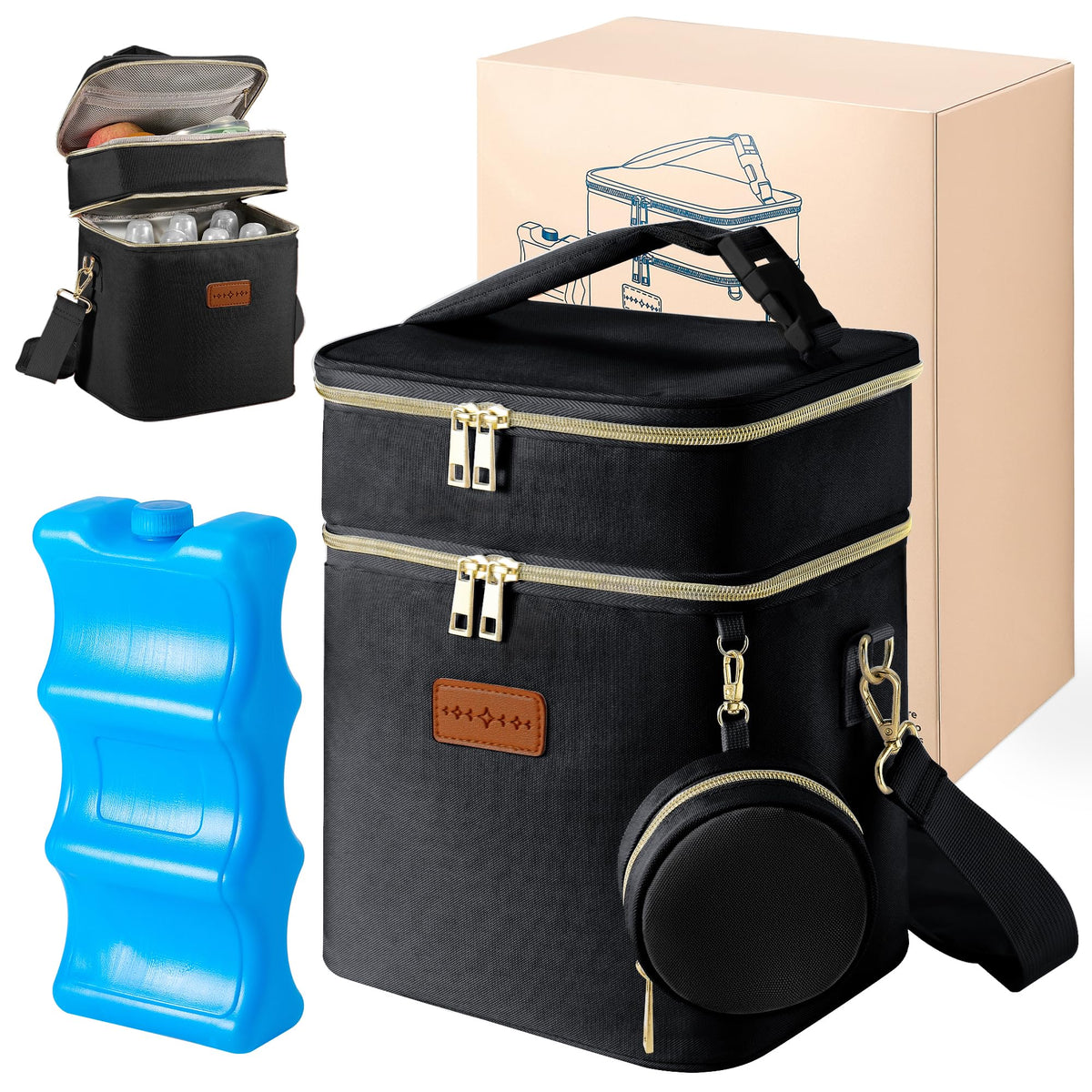DerBiedersinn breast milk cooler bag main view with bottle capacity up to six 9 oz bottles