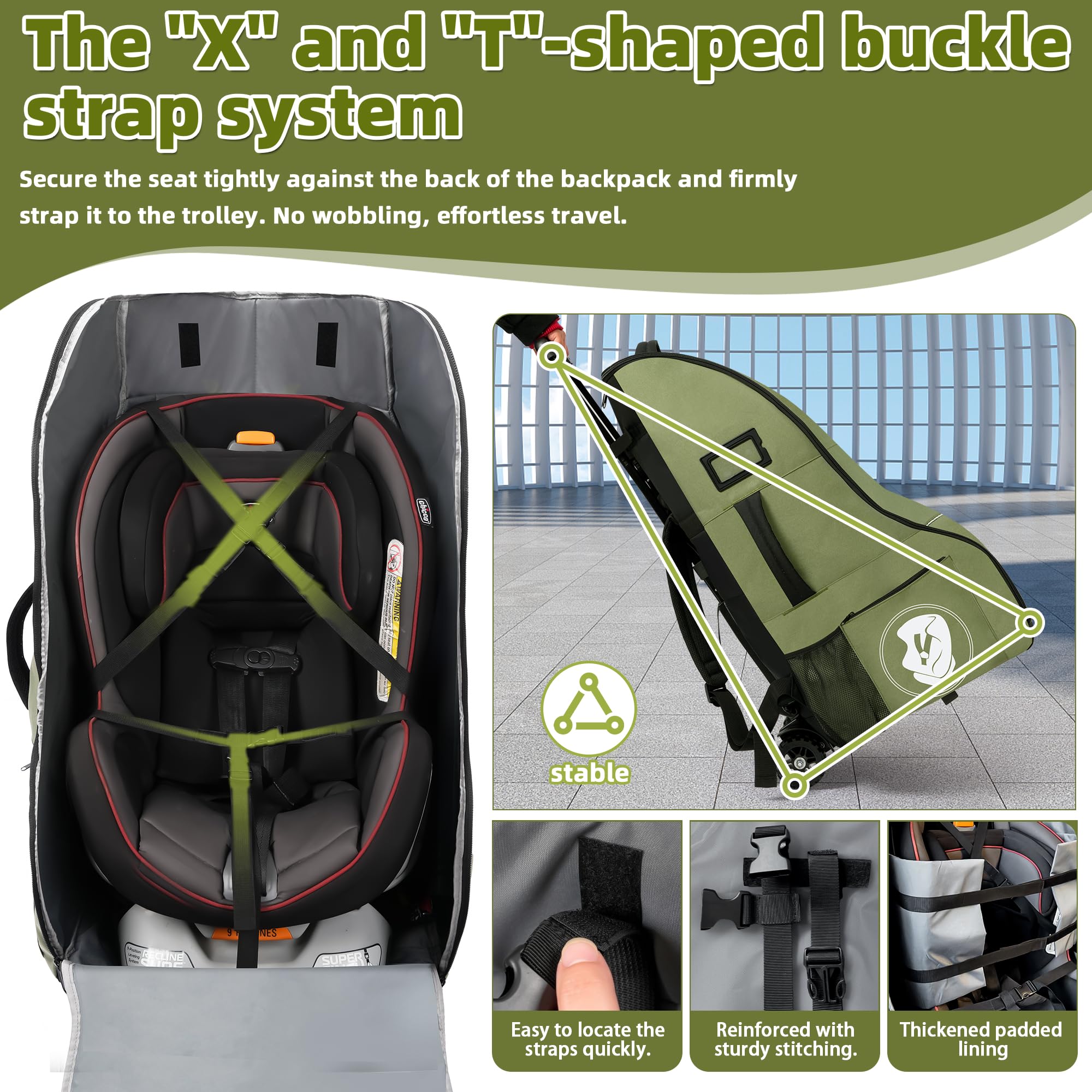 DerBiedersinn universal-fit car seat travel bag with reinforced straps