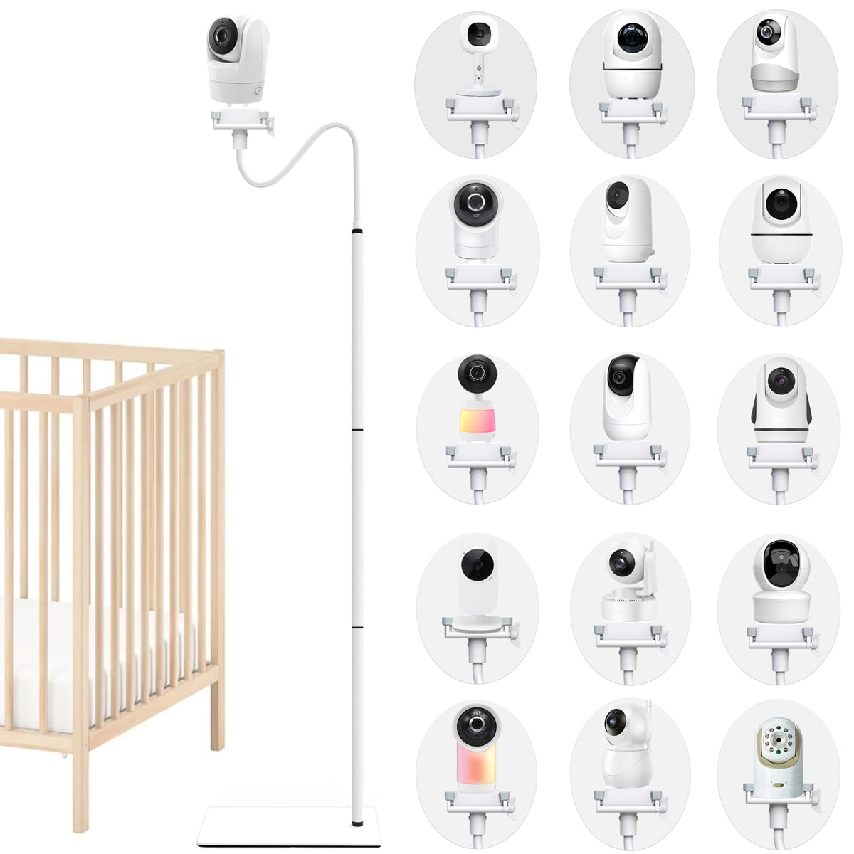 Derebir baby monitor floor stand with base clamp for secure mounting