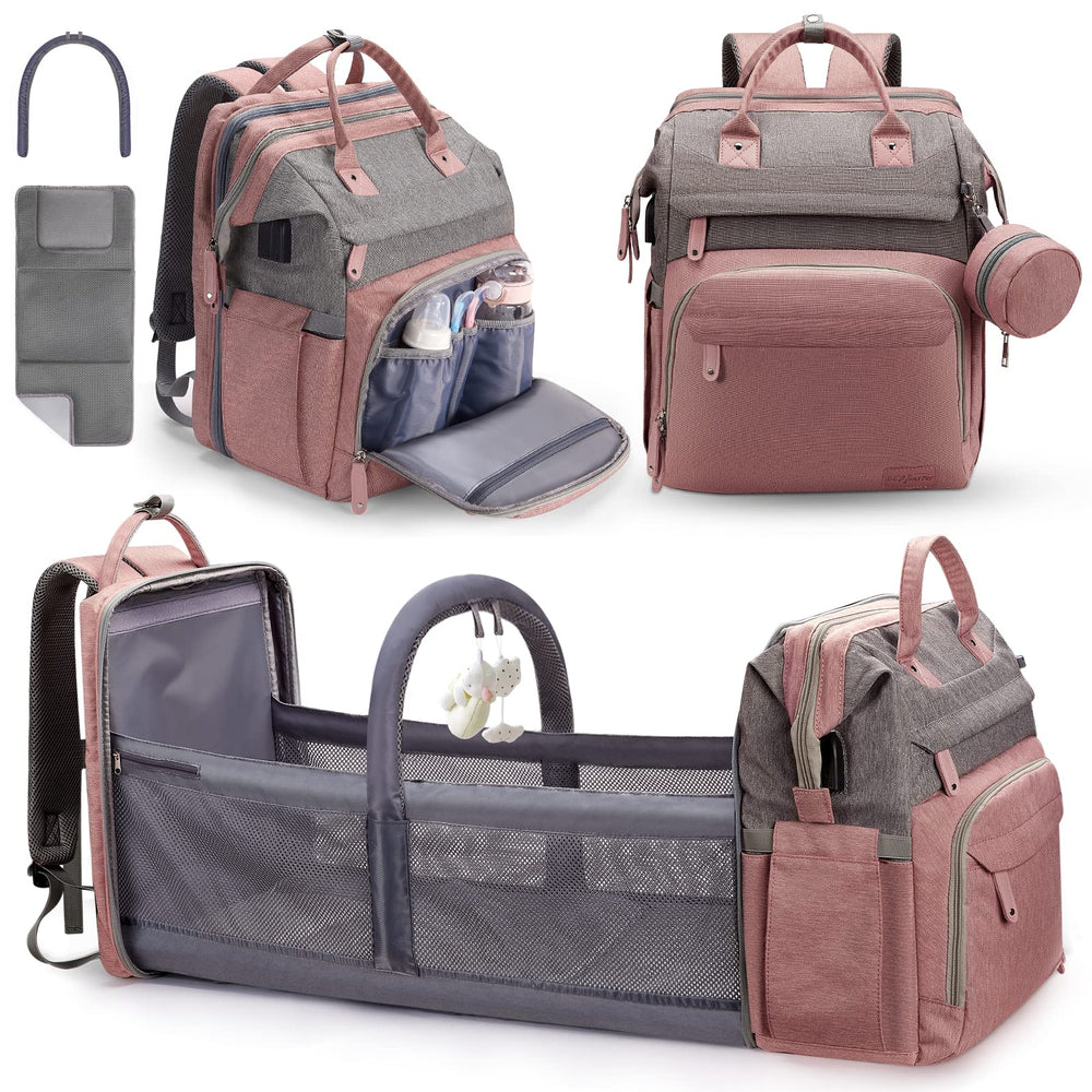 DERJUNSTAR diaper bag backpack all-in-one design keeps baby essentials organized on the go.