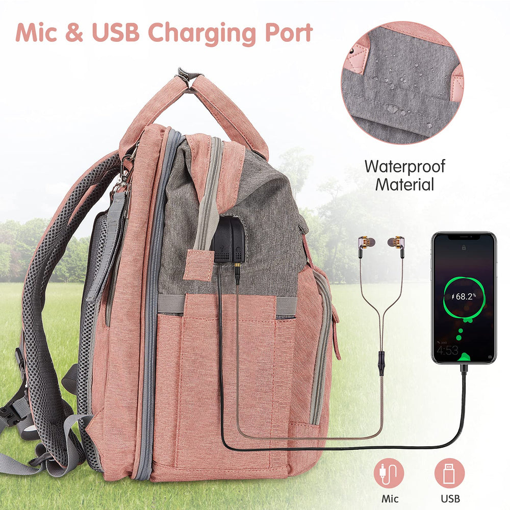 DERJUNSTAR diaper bag backpack washable changing pad supports quick diaper changes.