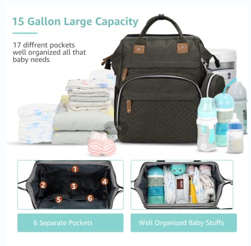 DERJUNSTAR bag features 18-pocket organization to keep baby items neatly organized.