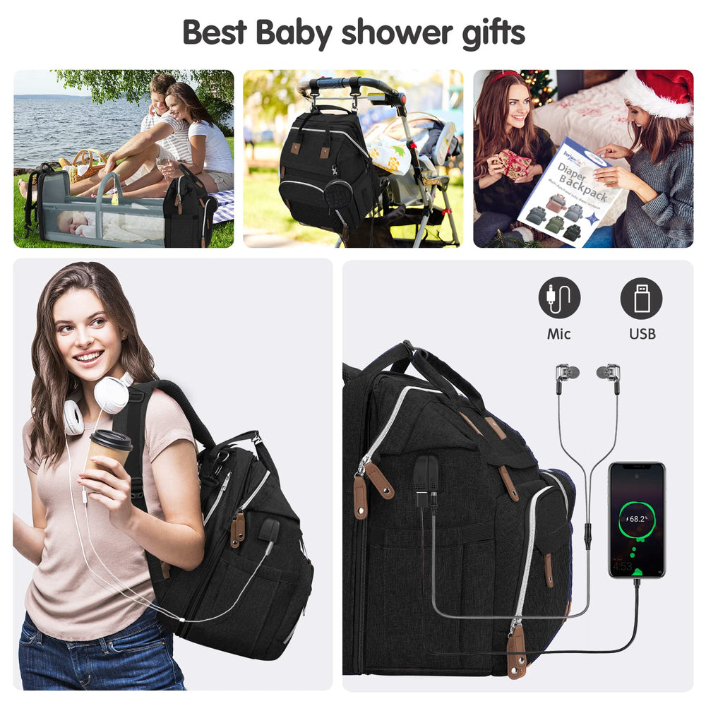 DERJUNSTAR diaper bag backpack stylish back panel supports all-day comfort and form.