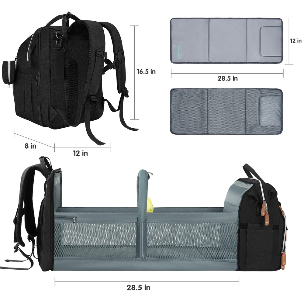 DERJUNSTAR diaper bag backpack USB port keeps devices charged during adventures.
