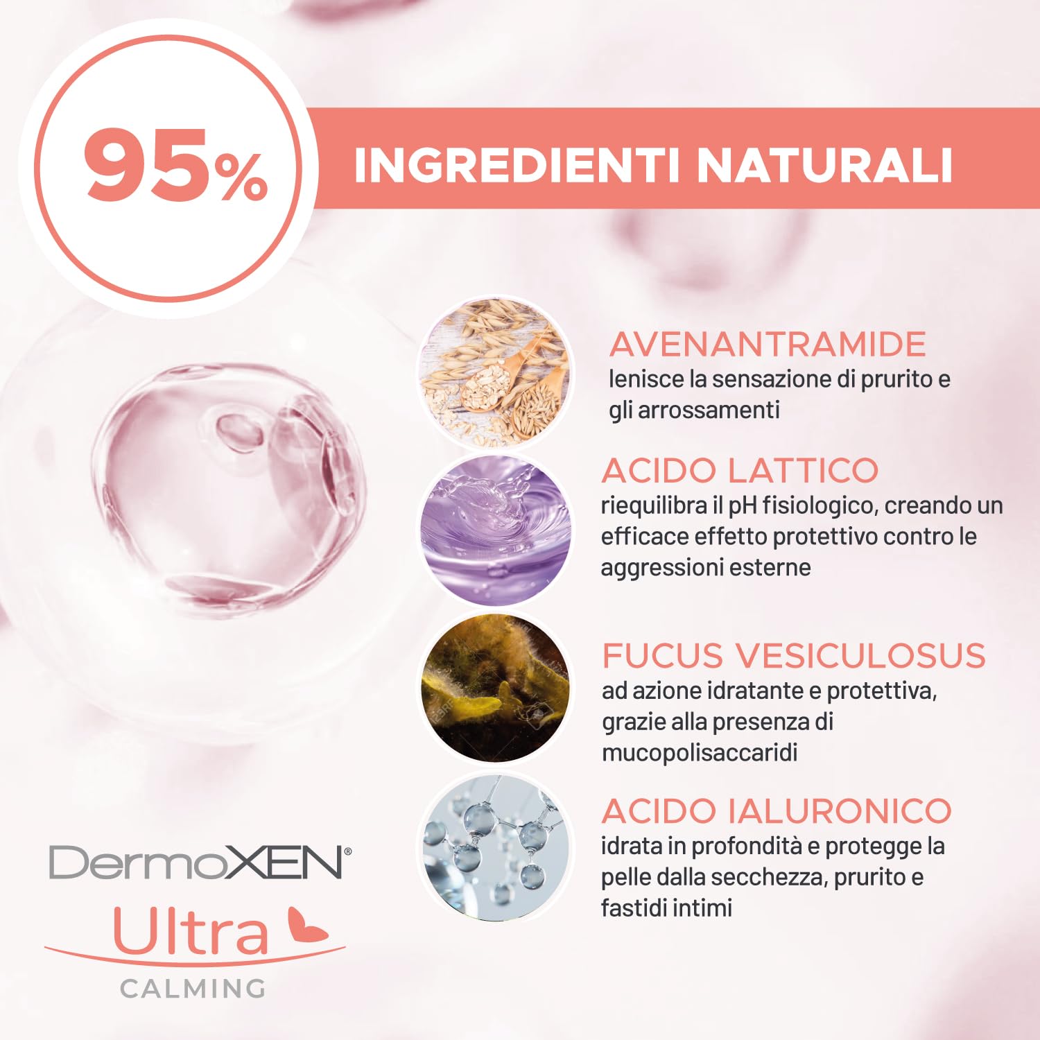 DERMOXEN UltraCalming wash oat extract highlights soothing ingredients.