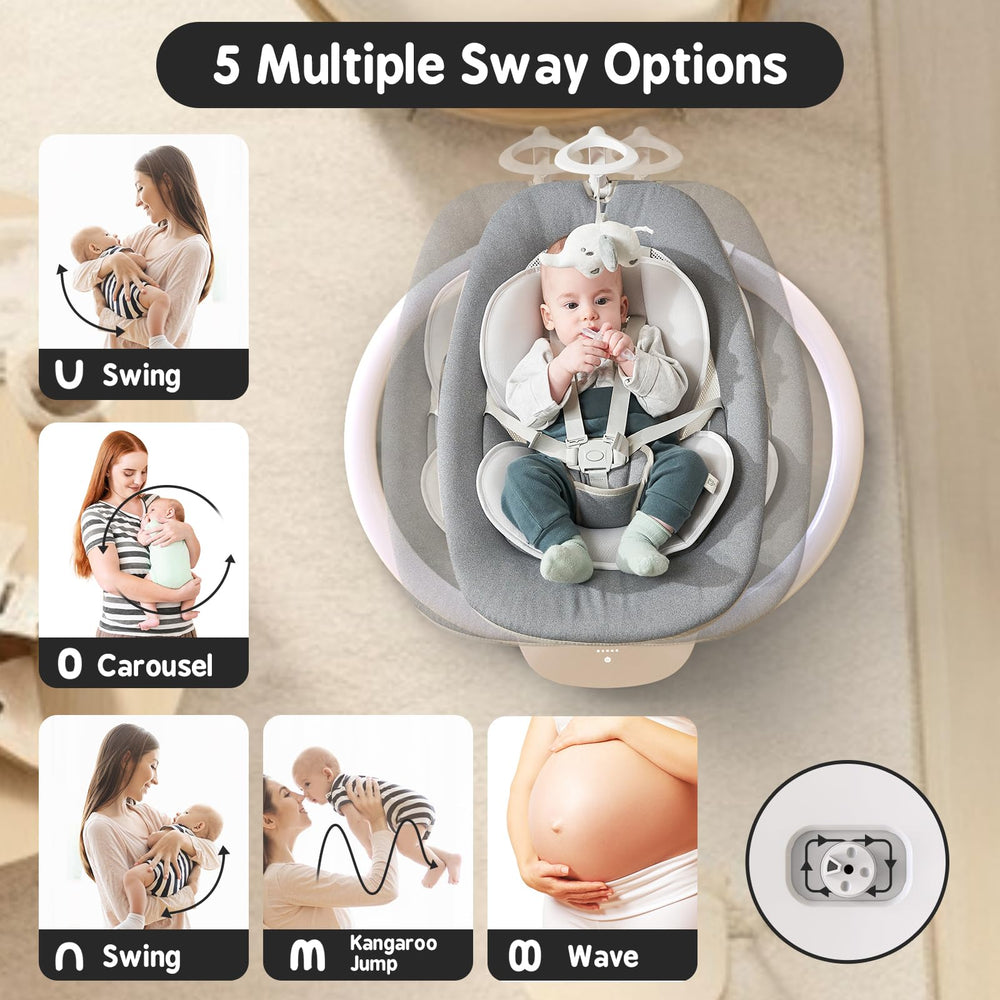 Derson baby swing offers 5 motions to match baby's mood and preference.