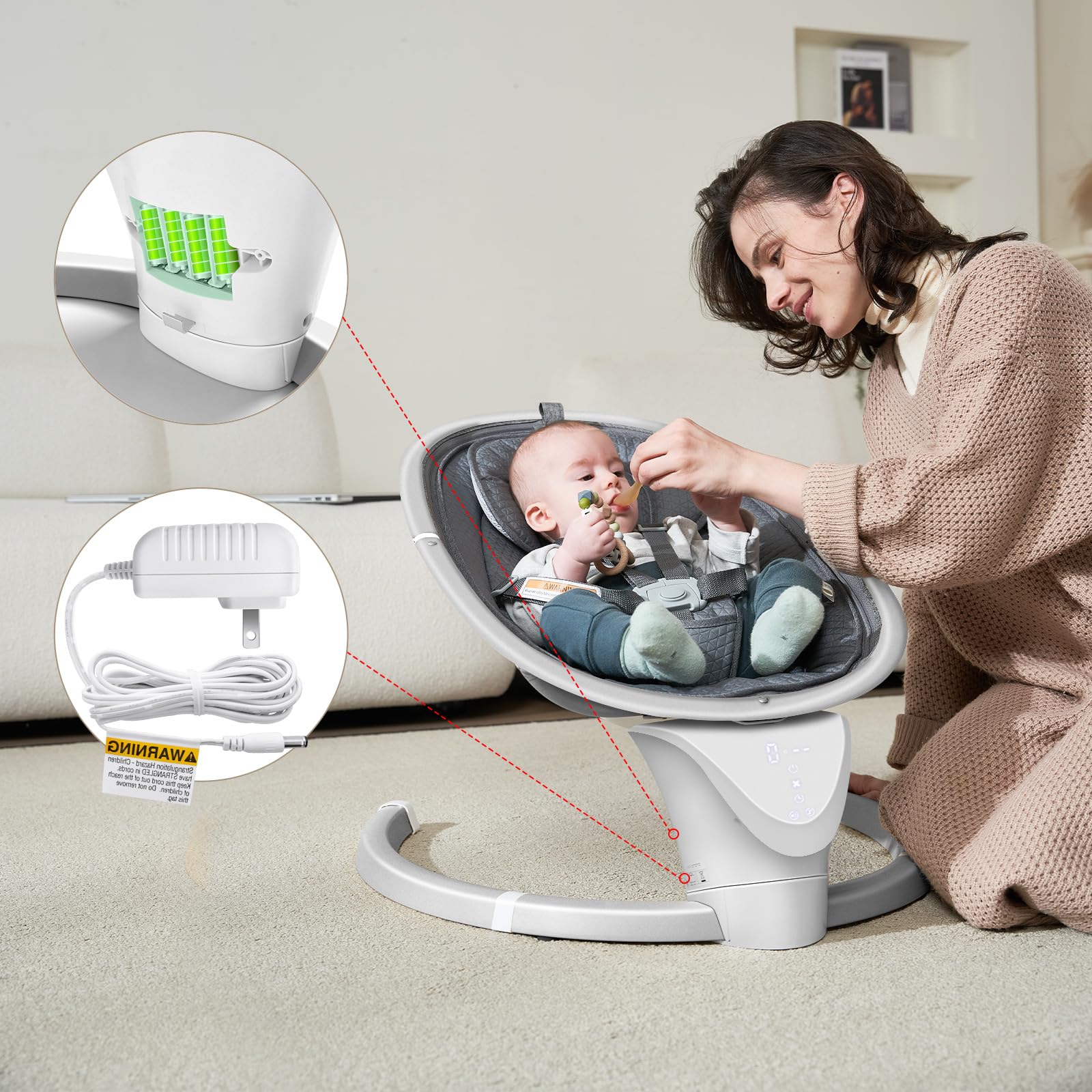 Derson five swing angles allow customizable motion for baby comfort