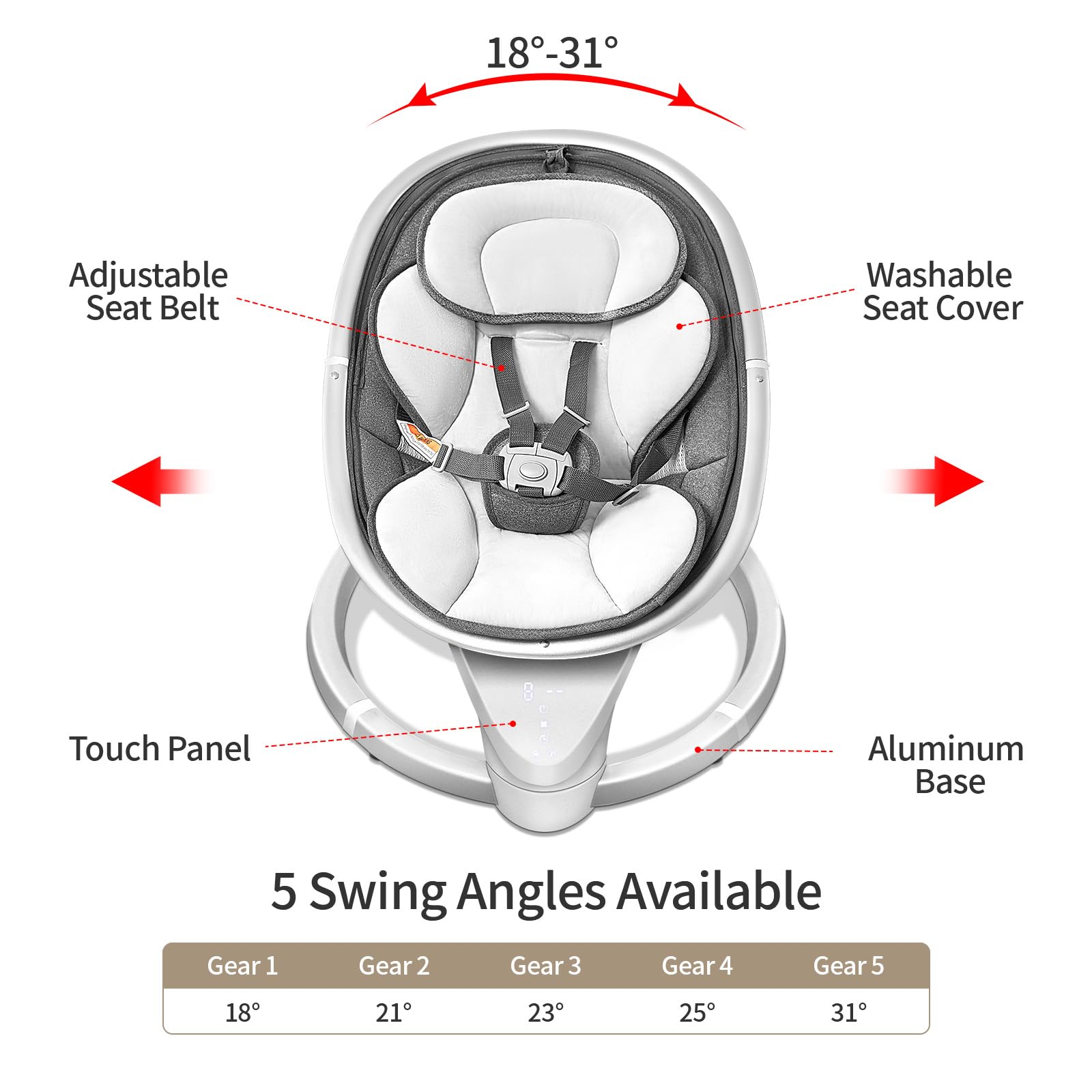 Derson portable infant swing with adapter and battery power versatility