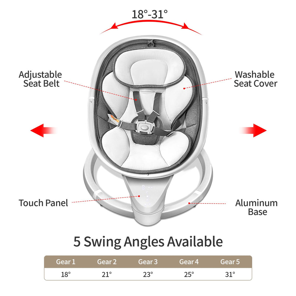 Derson portable infant swing with adapter and battery power versatility