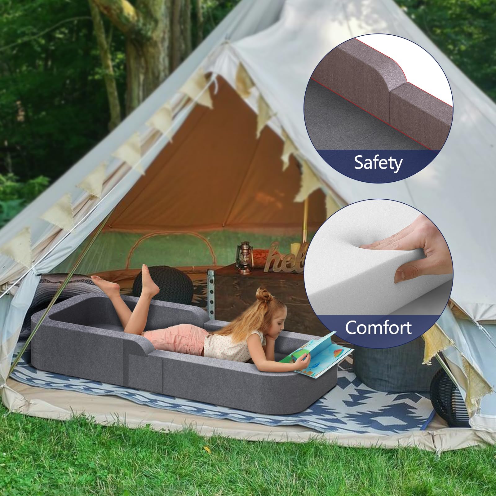 Derson Toddler Travel Bed dimensions for sofa and bed configurations