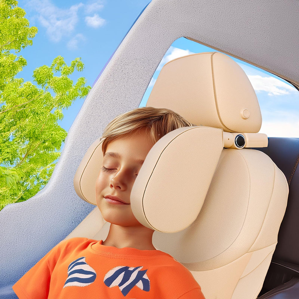 DERUI 180° headrest rotation illustrating adjustable comfort for passengers