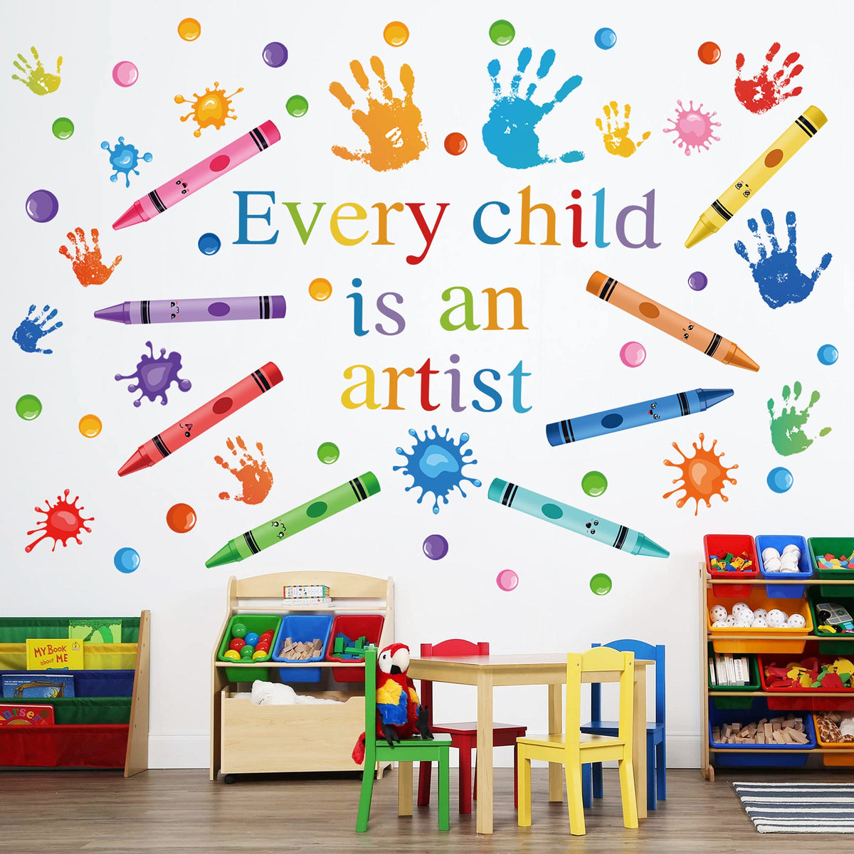 DESERT CAMEL Every Child is an Artist wall decals with watercolor splashes for classroom inspiration.