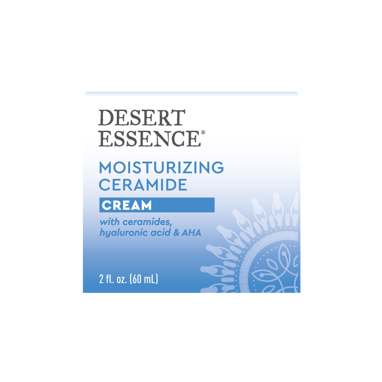 Desert Essence Ceramide Cream label vegan gluten-free indicates a gentle, cruelty-free formula.