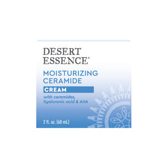 Desert Essence Ceramide Cream label vegan gluten-free indicates a gentle, cruelty-free formula.