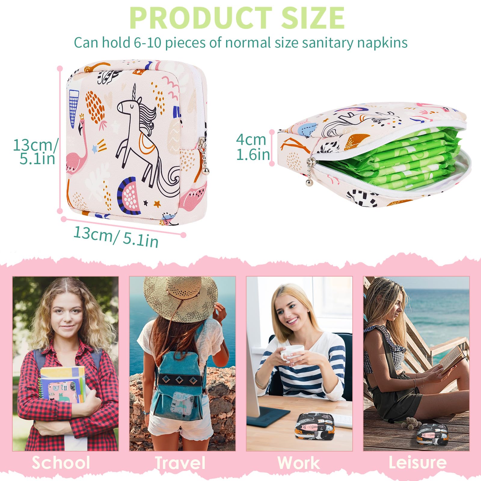 Desing Wish compact size pouch holds 6 to 10 pads for daily convenience.