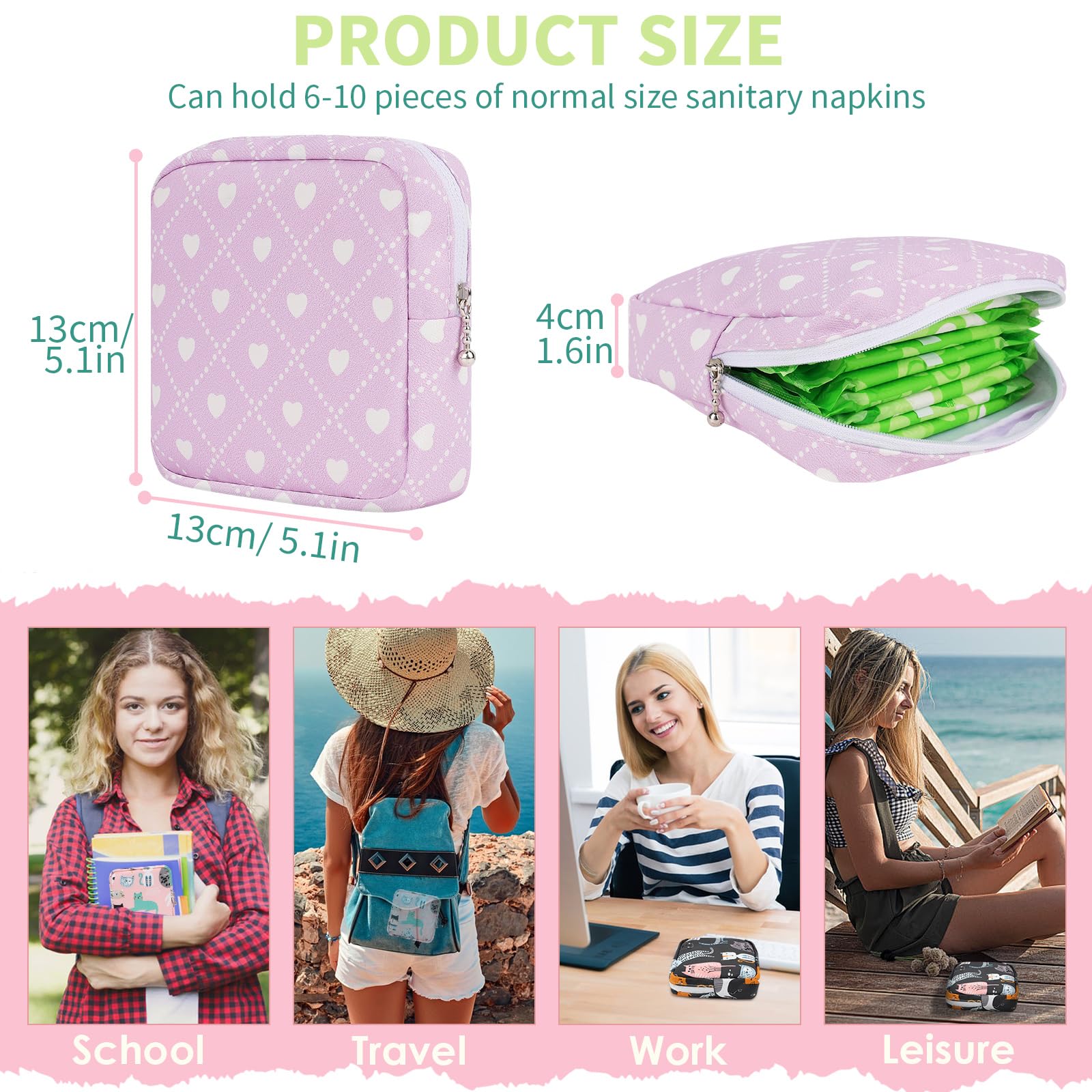Desing Wish pad storage bag with inner pocket keeps tampons organized and clean.