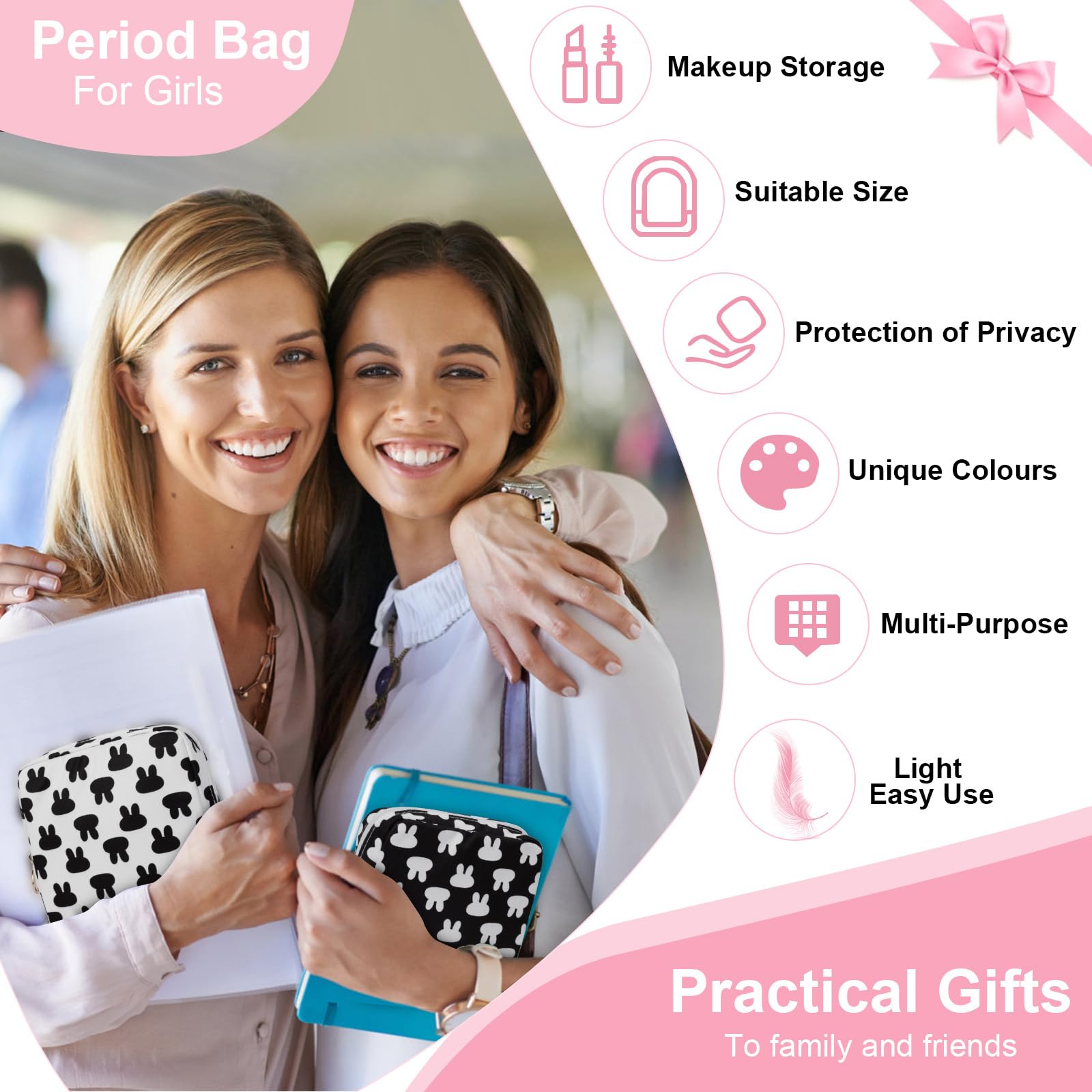 Desing Wish period bag pouch privacy zip illustrates secure concealment of essentials.