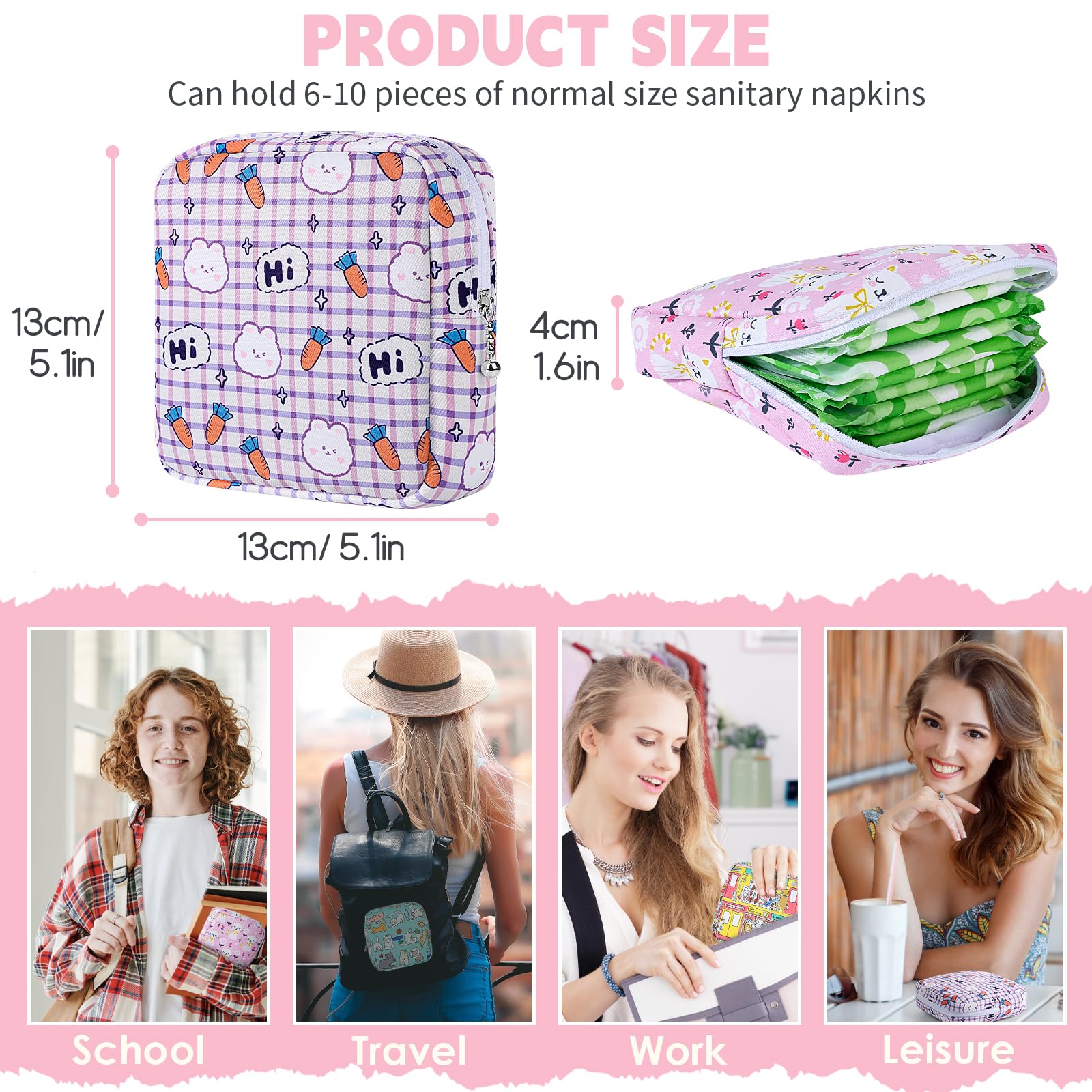Desing Wish Period Bag zip-closure closeup keeps pads discreet and secure in public restrooms.