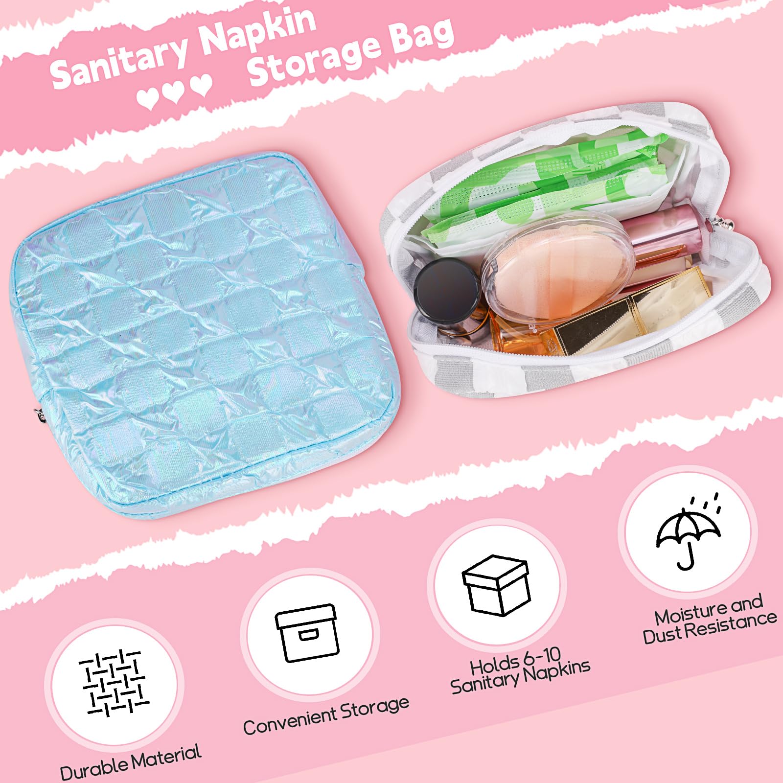 Desing Wish portable pad bag inside a purse demonstrates travel convenience.