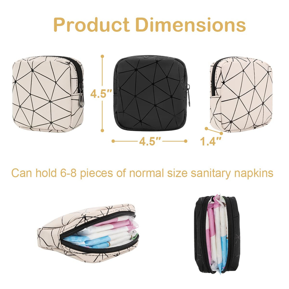 Desing Wish sanitary napkin storage bag black front view showing compact two-pack portability