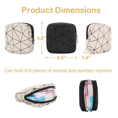 Desing Wish sanitary napkin storage bag black front view showing compact two-pack portability