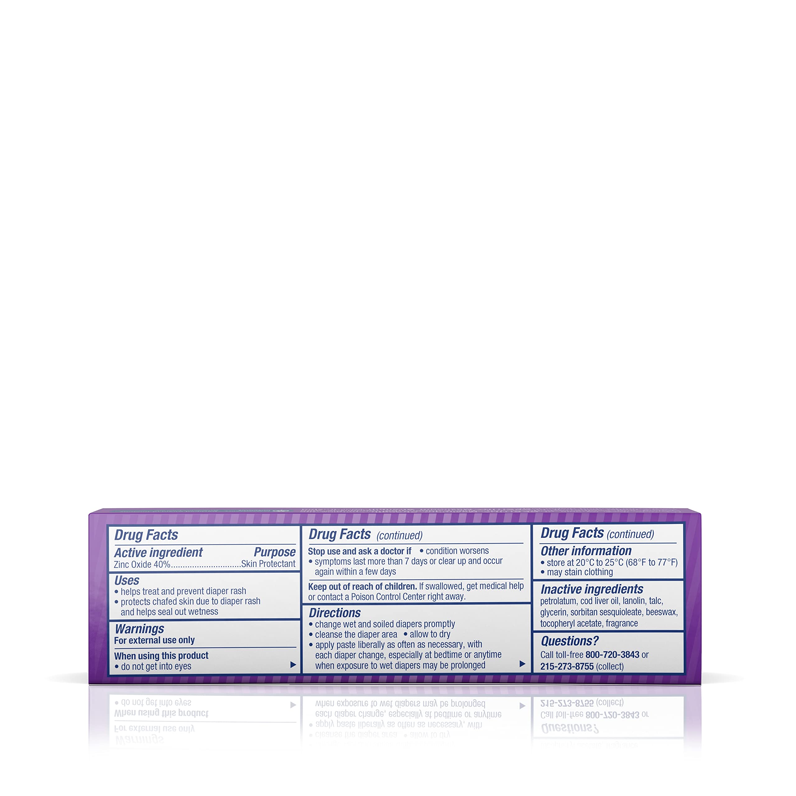Desitin barrier formula with 40 percent zinc oxide forms a protective layer on skin.