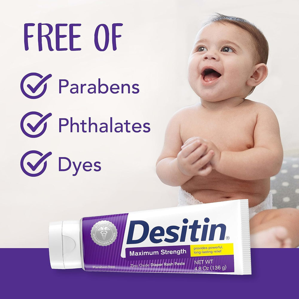 Desitin diaper rash original ointment barrier application closeup shows thick paste