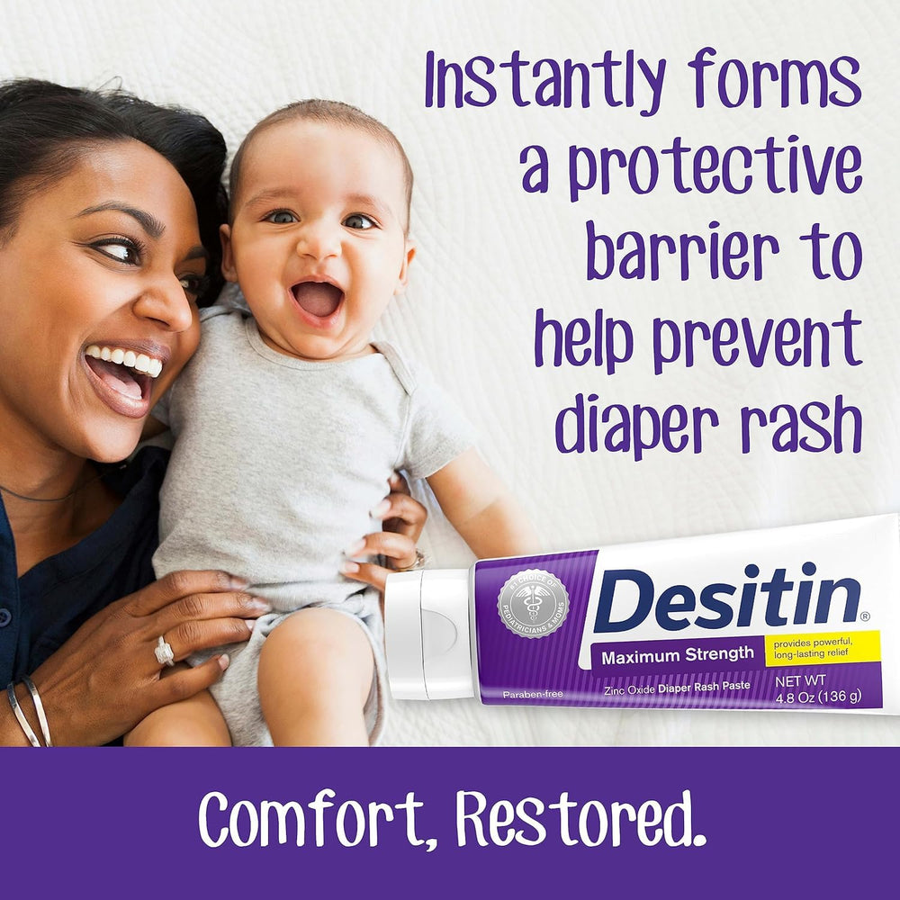 Desitin diaper rash original ointment tube in hands demonstrates easy everyday application