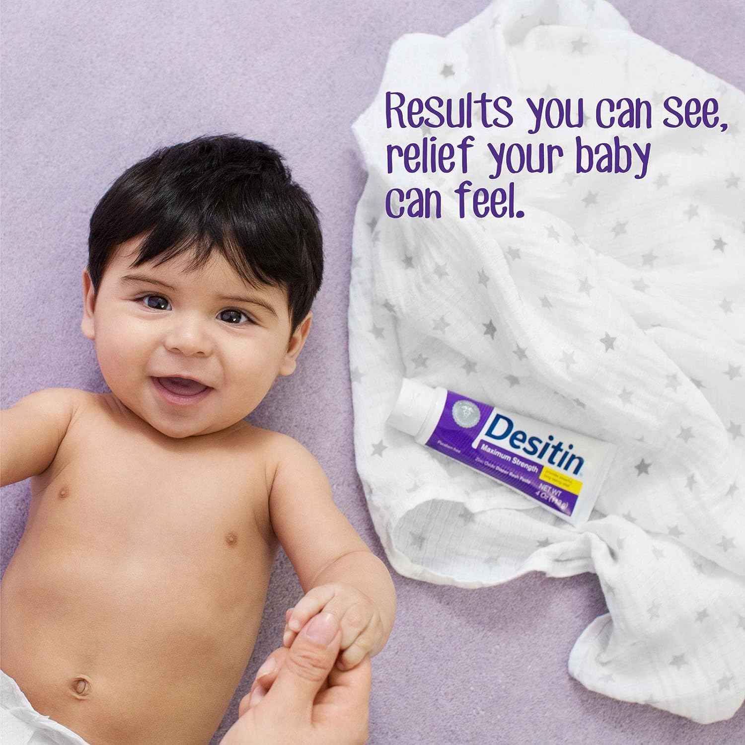 Desitin diaper rash original ointment zinc-oxide closeup emphasizes strong barrier for tender skin