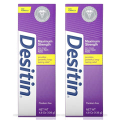 Desitin maximum strength diaper rash cream bottle with 40% zinc oxide for quick relief and protection.