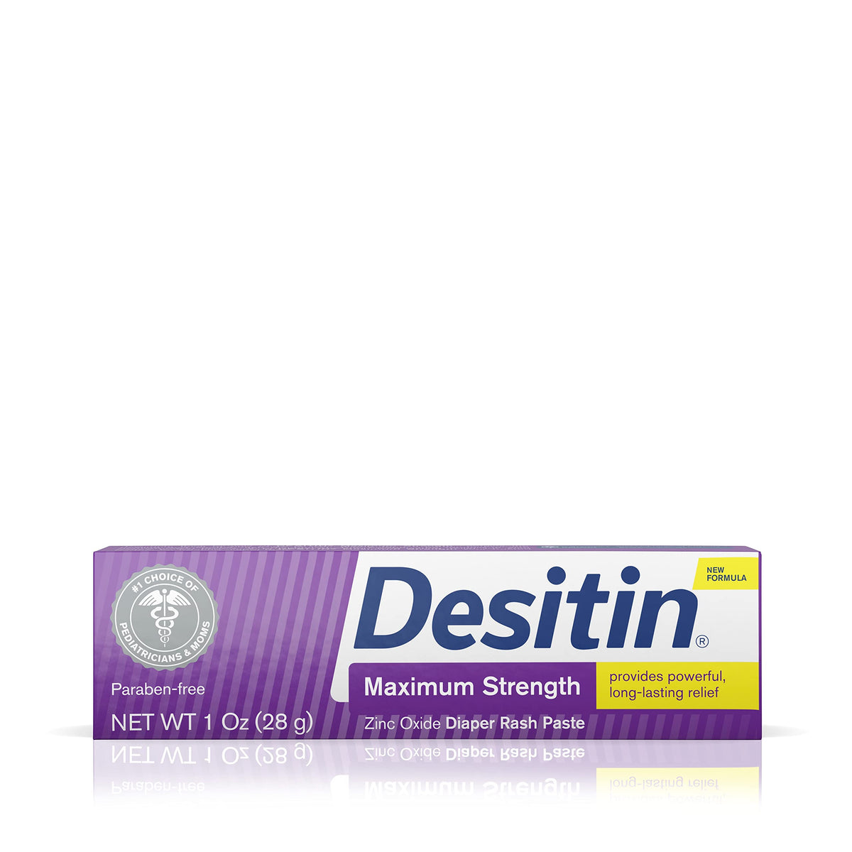 Desitin maximum-strength diaper rash ointment 1oz tube protects delicate baby skin overnight.