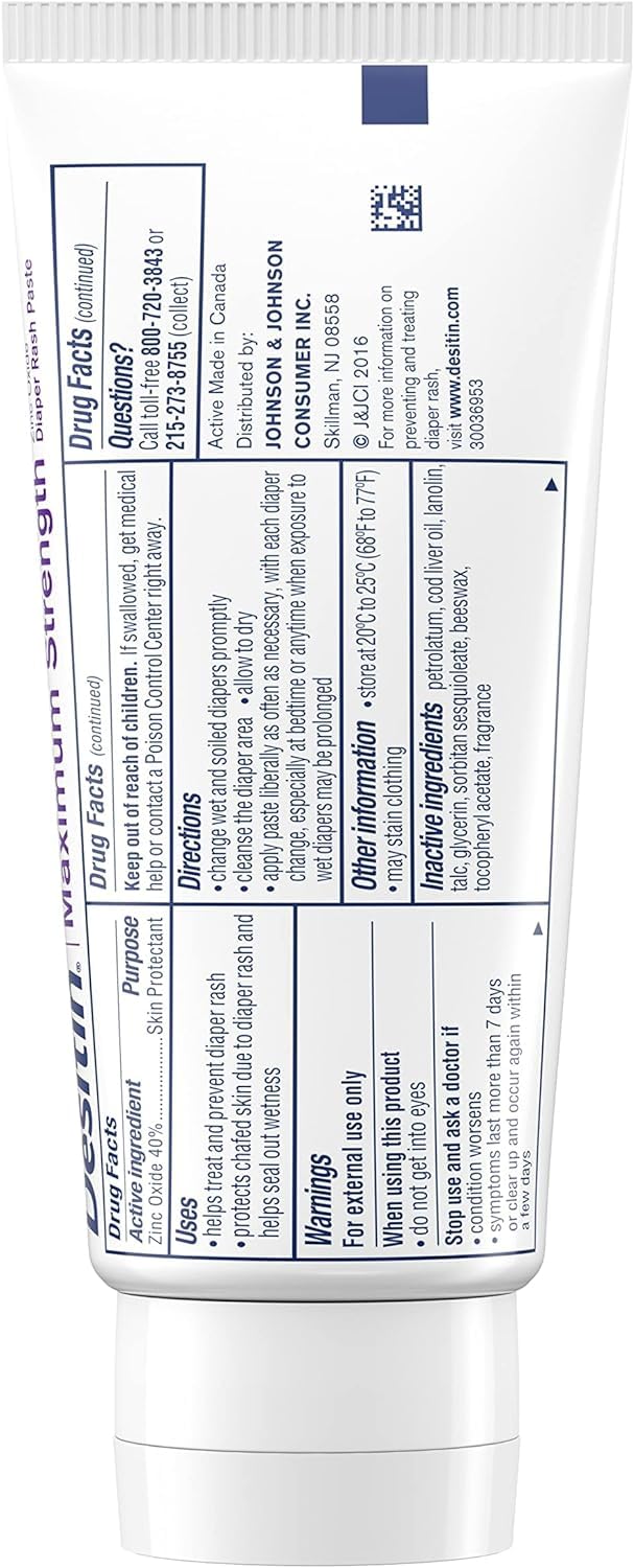 Desitin zinc-oxide barrier cream label signaling strong protection