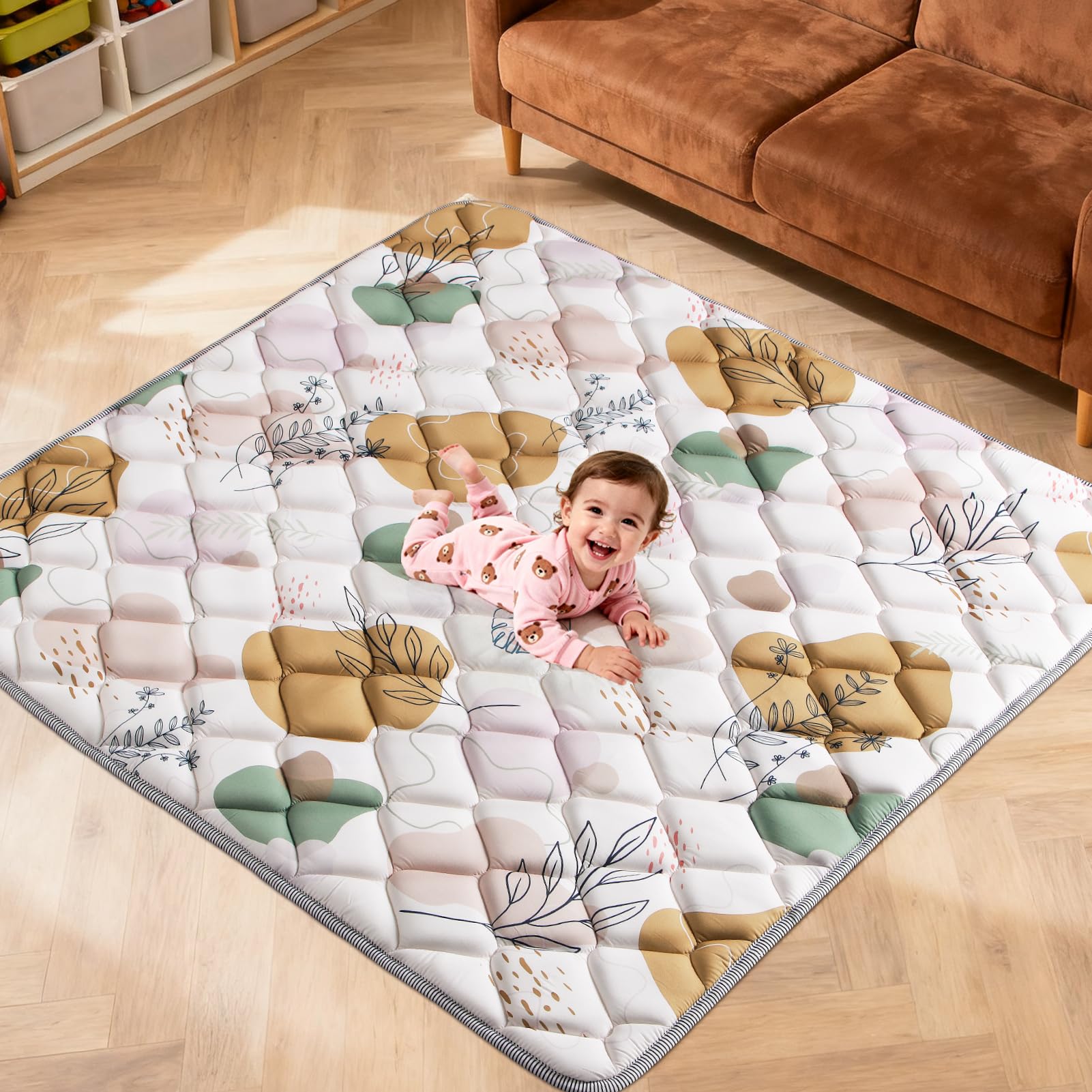 DESSPORTS 59x59in baby play mat for soft tummy time and safe play.