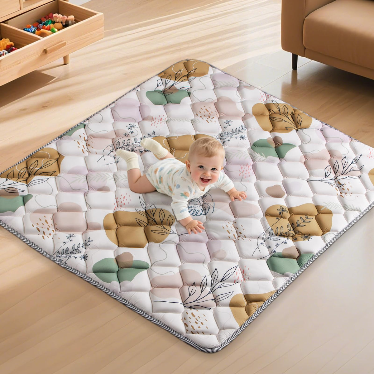 dessports 47x47in baby play mat with soft foam top for comfy tummy time