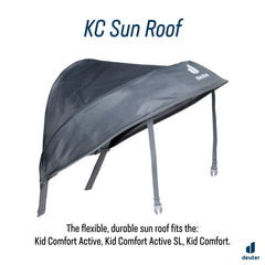 Deuter KC Sun Roof Graphite stowed in back pocket for quick storage.