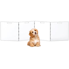 Dewrhiixe clear acrylic dog gate in doorway with unobstructed visibility