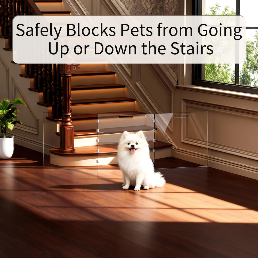 Dewrhiixe no-drilling dog gate unfolds easily for instant containment.