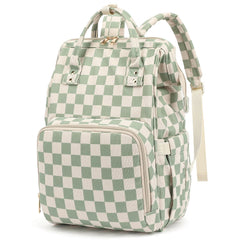 Dezcrab Corduroy Green front view diaper bag backpack for stylish travel.