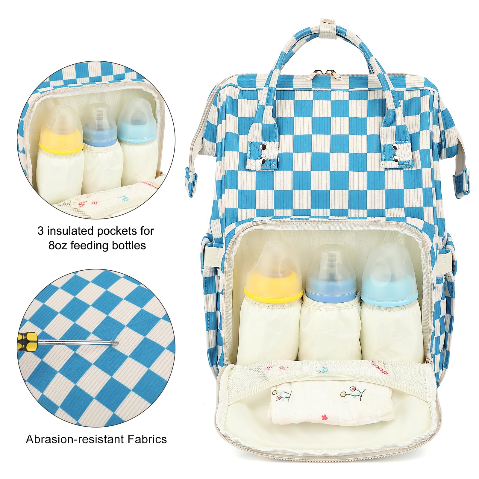Dezcrab corduroy diaper backpack insulated bottle pockets keep feeds warm