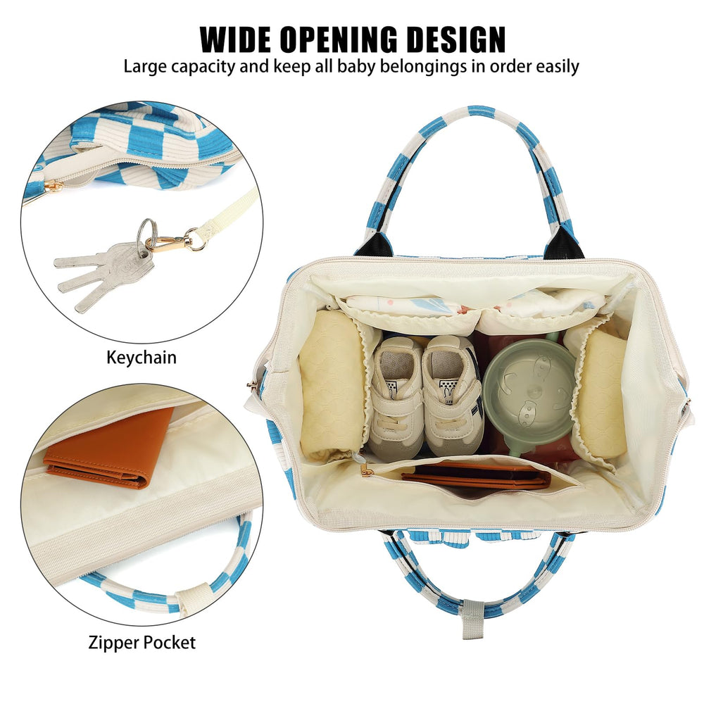Dezcrab corduroy diaper backpack side pockets for tissues and bottles