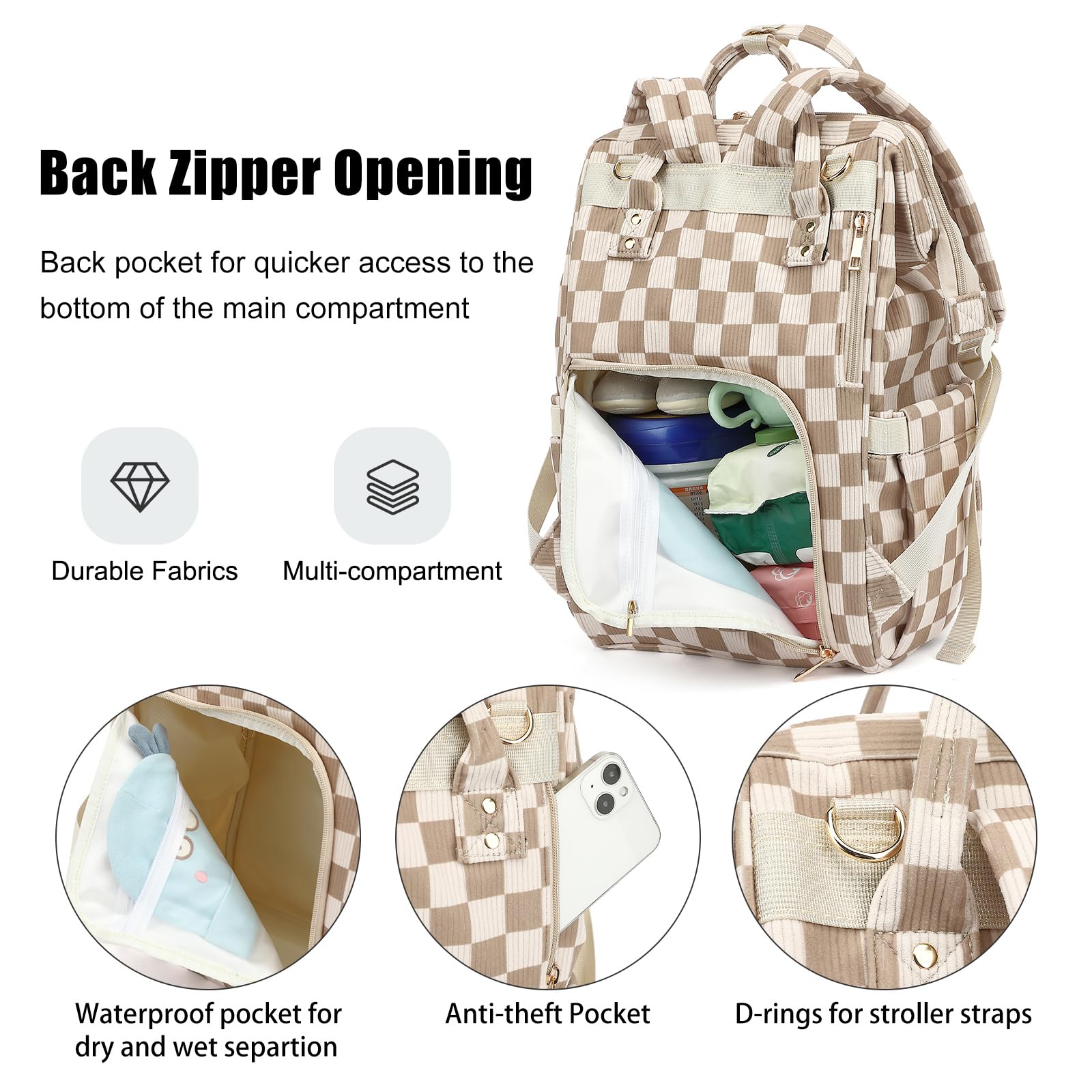 Dezcrab diaper backpack open wide to reveal organized interior space