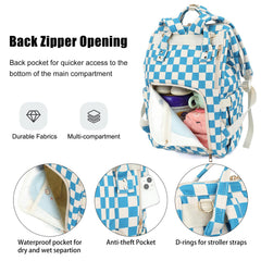Dezcrab corduroy diaper backpack wide-opening main compartment for easy access
